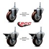 Service Caster 35 Inch Maroon Polyurethane 12 MM Threaded Stem Caster Set 2 Brakes SCC SCC-TS20S3514-PPUB-MRN-M1215-2-PLB-2